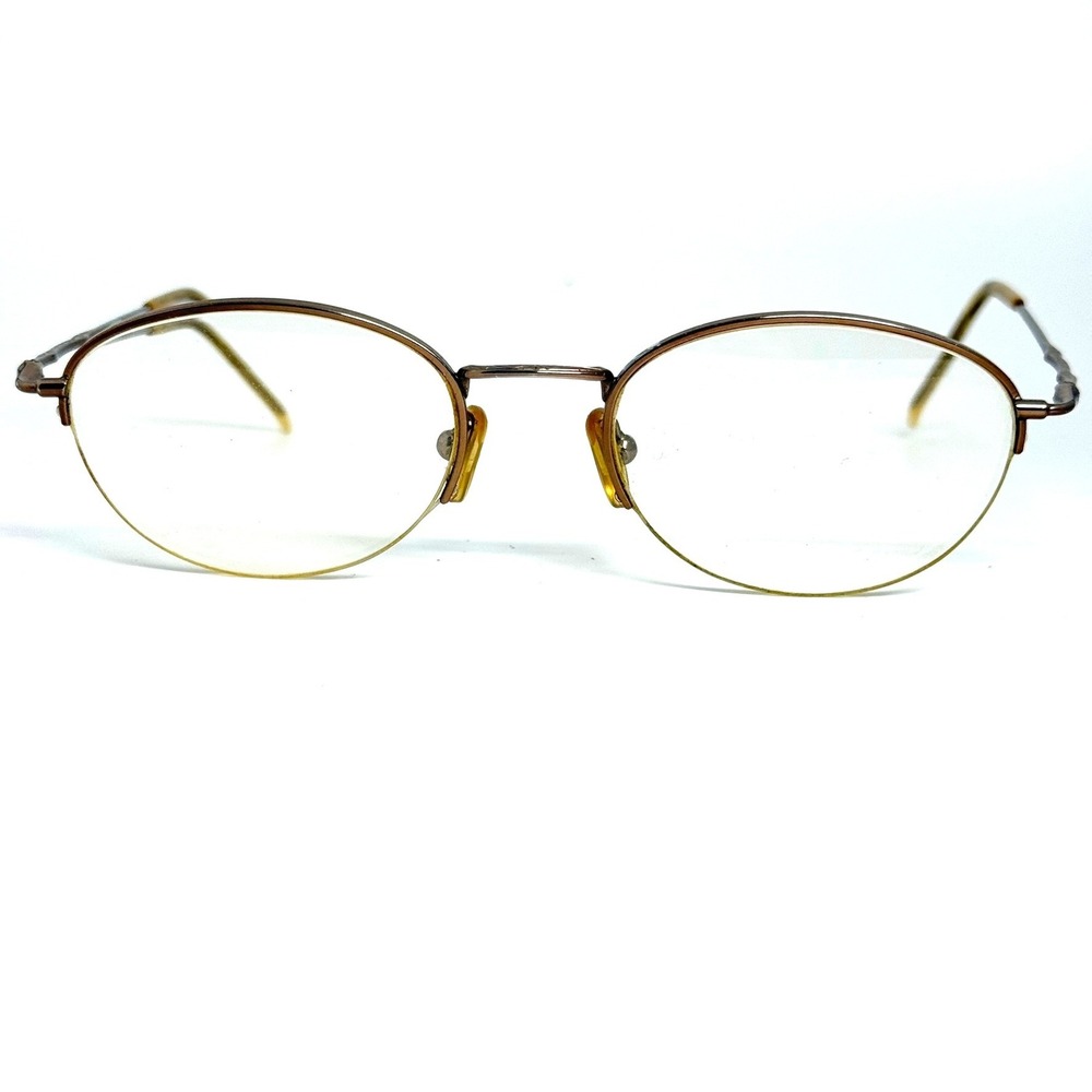 Liz Claiborne Oval Eyeglasses Bronze Metallic Semi Rimless Frames 24315